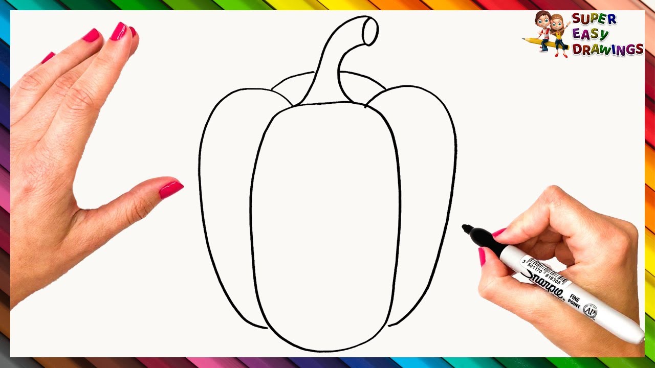 How To Draw A Pepper Step By Step  Pepper Drawing Easy