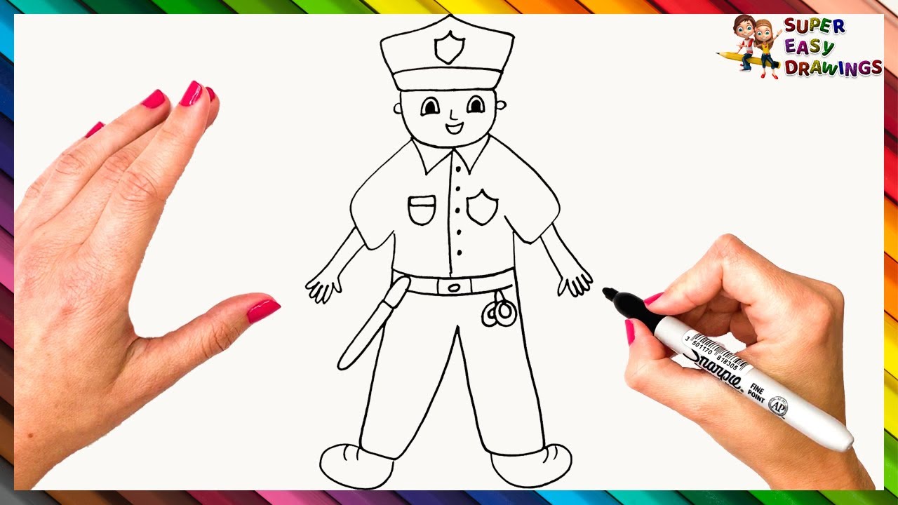 How To Draw A Policeman Step By Step  Policeman Drawing Easy