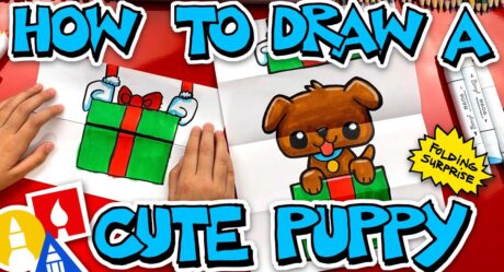 Comment dessiner une surprise de pliage de cadeau de chiot