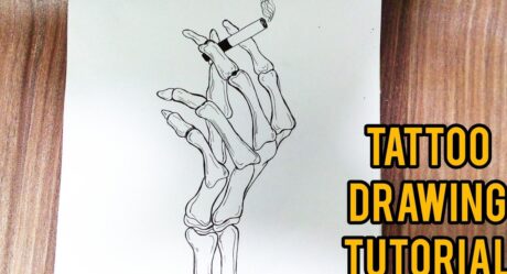 Cómo Dibujar Una Mano Esquelética Sosteniendo Un Cigarrillo || Tutorial de dibujo de tatuaje
