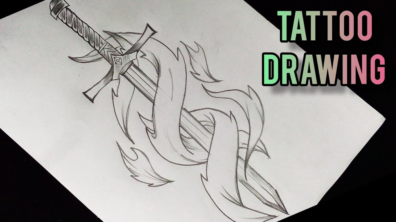 How To Draw A Sword Tattoo || Easy Tattoo Drawing