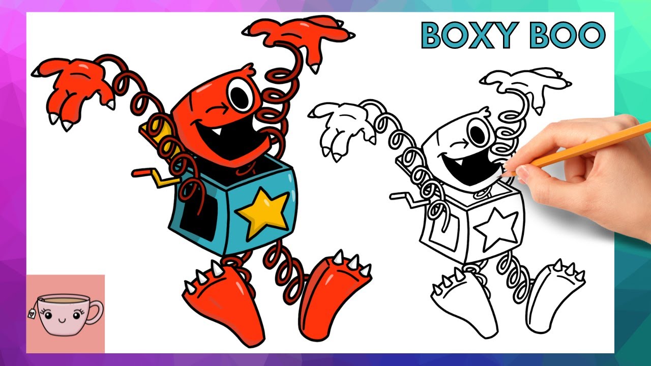 How To Draw Boxy Boo - Project: Playtime (Cardboard Version) | Step By Step Drawing Tutorial