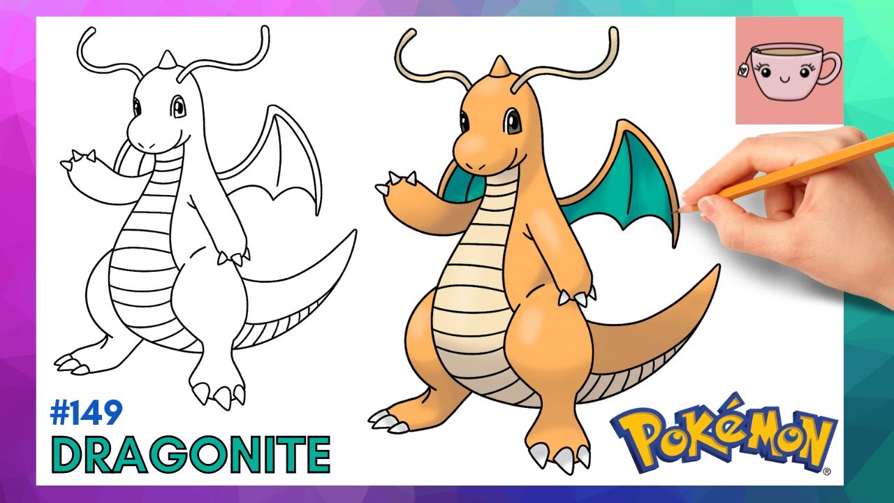 How To Draw Dragonite | Pokemon #149 | Cute Easy Step By Step Drawing Tutorial