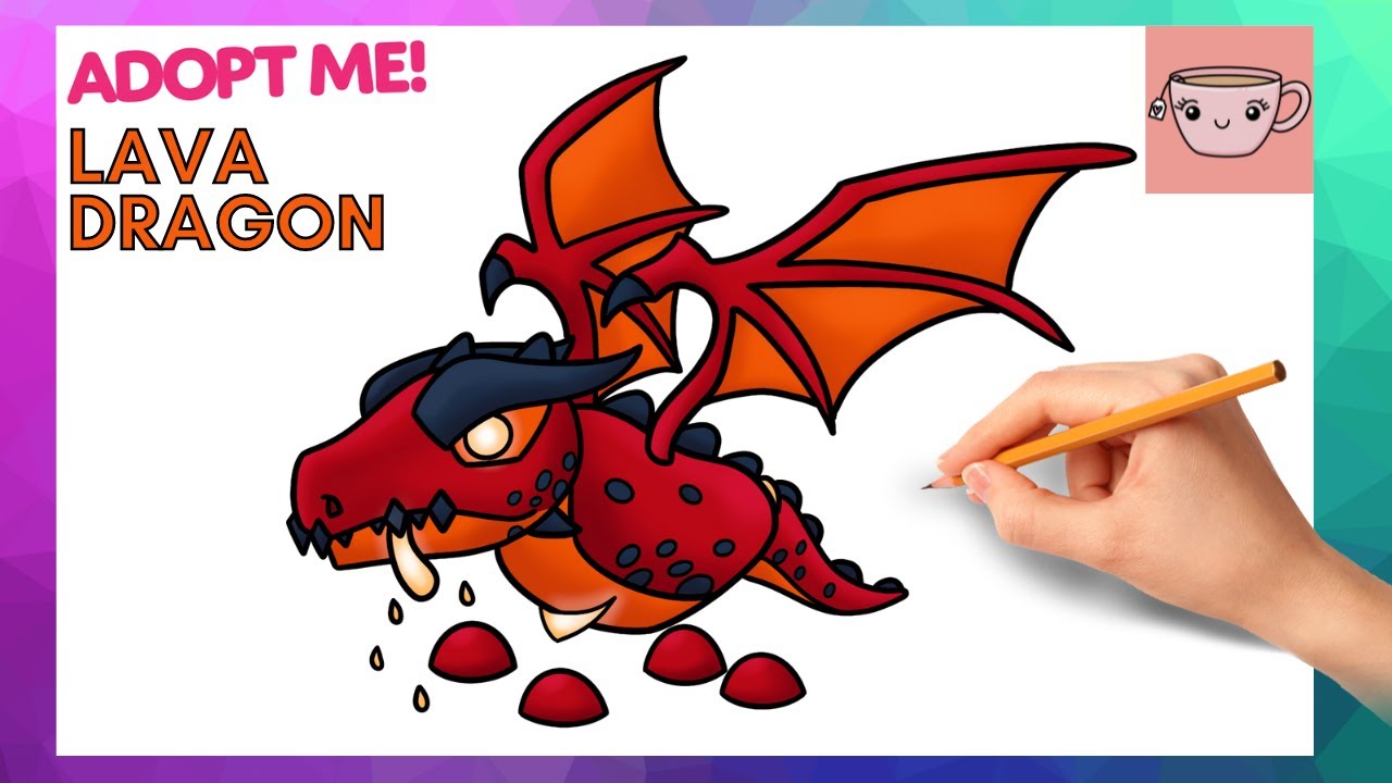 How To Draw Lava Dragon Pet | Roblox - Adopt Me | Cute Step By Step Drawing Tutorial