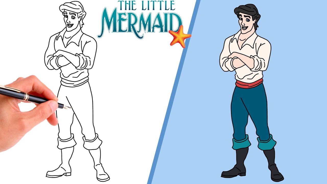 How To Draw PRINCE ERIC FROM THE LITTLE MERMAID EASY!