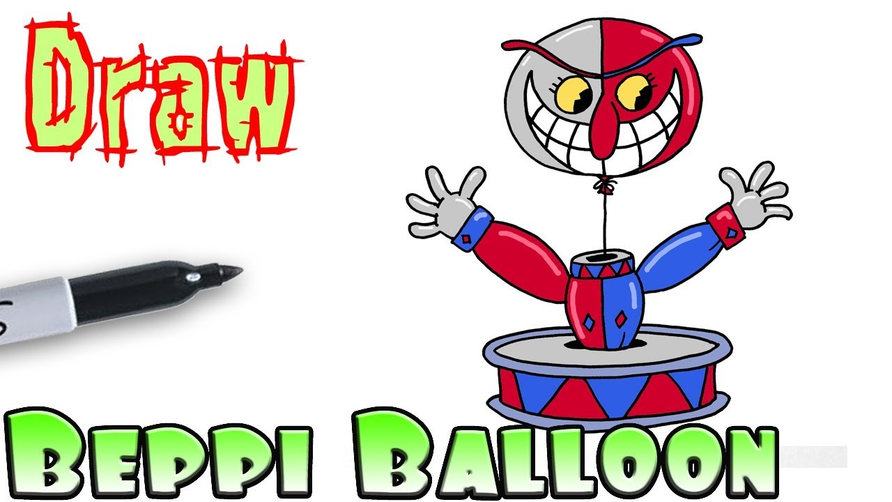 How to Draw Beppi the Clown Balloon | Cuphead