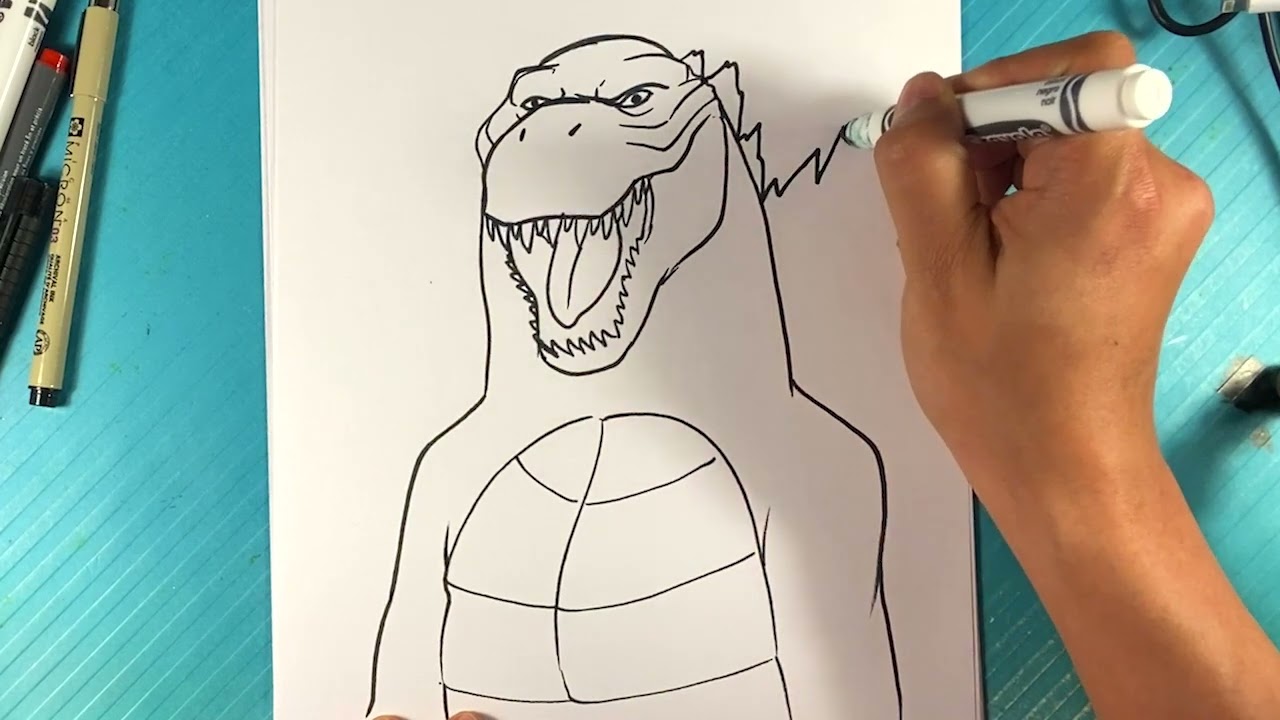 How to Draw GODZILLLA FRONT VIEW