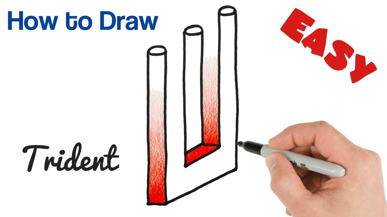 How to Draw Impossible Trident Easy | Optical Illusions Drawings