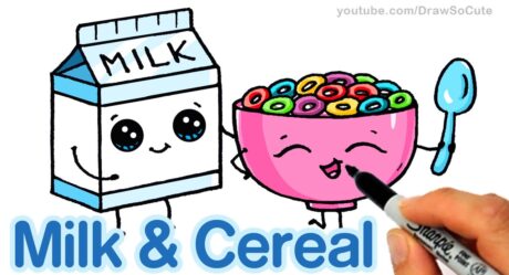 Comment dessiner du lait et des céréales facilement – Cartoon Food