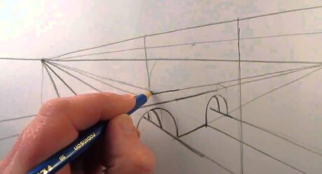 二点透視図法で橋を描く方法: ナレーション付き
