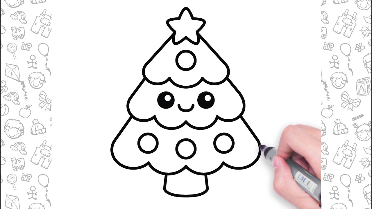 How to Draw a Cute Christmas Tree For Kids