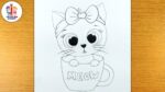 How to Draw a Cute Kitty in a Cup - Step by Step