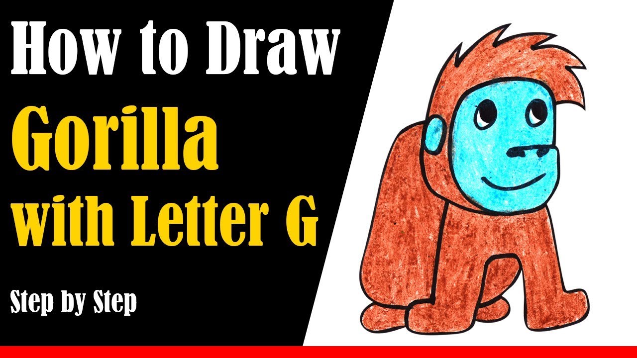 How to Draw a Gorilla from Letter G Step by Step - very easy