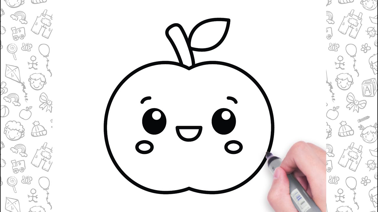 How to Draw an Apple Easy | bolalar uchun olma chizish | 아이들을 위한 사과 그림