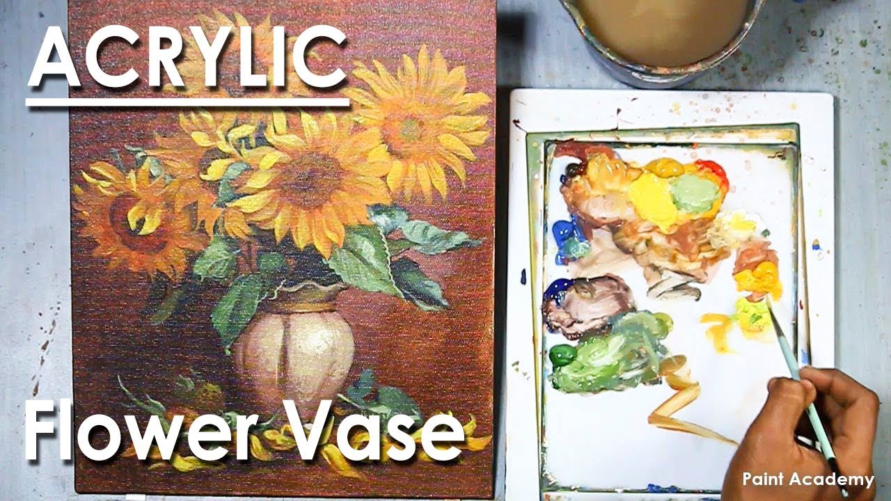 How to Paint Flower in the Vase in Acrylic | step by step