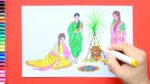 How to draw Pongal festival celebrations