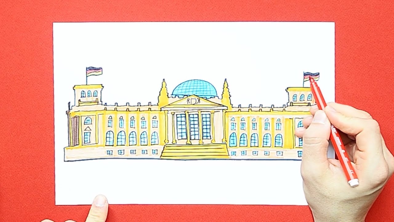 How to draw Reichstag (Germany Parliament), Berlin