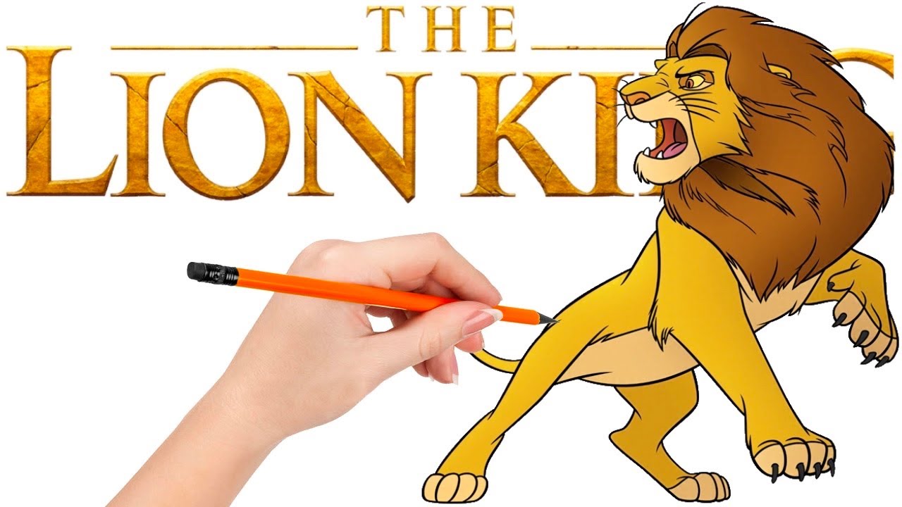 How to draw Simba from The Lion King, ready to fight for his kingdom