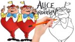 How to draw Tweedledee and Tweedledum from Alice in Wonderland