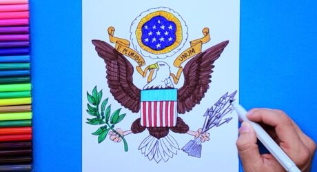 How to draw USA Bald Eagle Emblem (Coat of Arms)