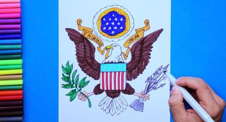 Comment dessiner l’emblème du pygargue à tête blanche des États-Unis (blason)