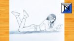 How to draw a girl lying down and reading a book | Pencil sketch for beginner | Easy drawing
