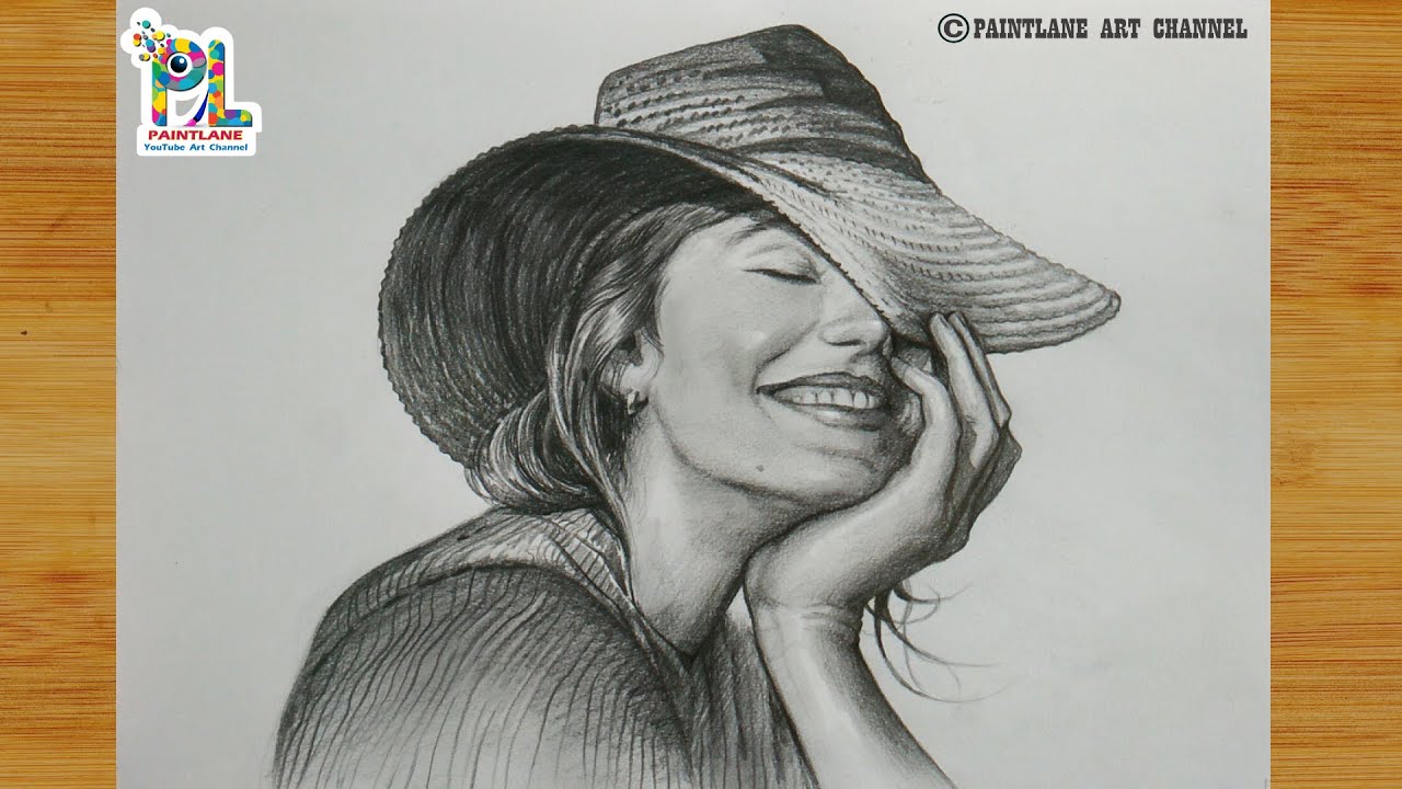How to draw a happy girl smiling and holding hat || Pencil Sketch || Drawing Tutorial