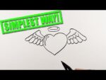 How to draw a heart with angel wings easy