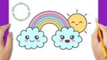 How to draw a rainbow kawaii easy