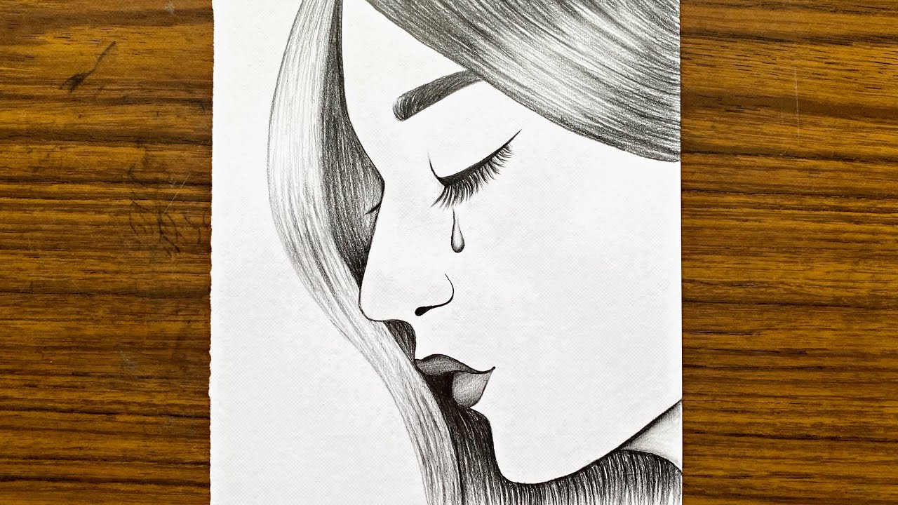 How to draw a sad girl crying step by step | Cute drawings easy step by step girl