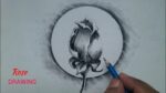 How to draw easy Rose and Moon drawing step by step / rose bud pencil drawing