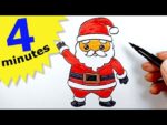 How to draw santa claus easy in less than 4 minutes and color it in 4 minutes | Simple Drawing Ideas