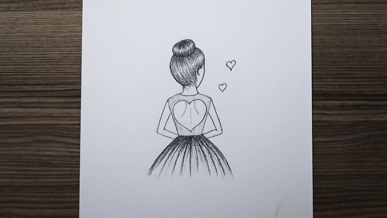 Kalp Elbiseli Kız Çizimleri / Drawings Of Girls In Heart Dresses