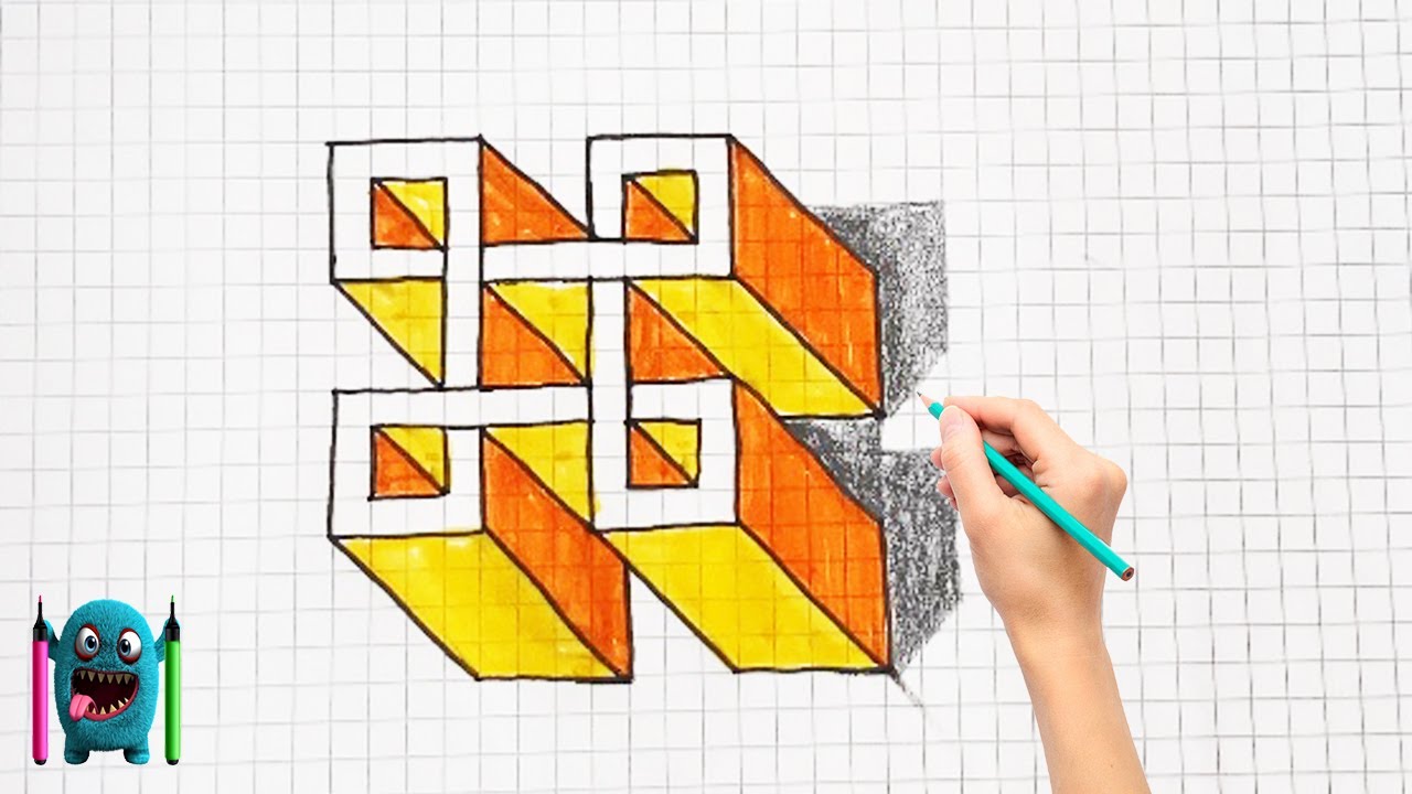 Kareli Deftere 3D Çizim How to Draw Checkered Notebook