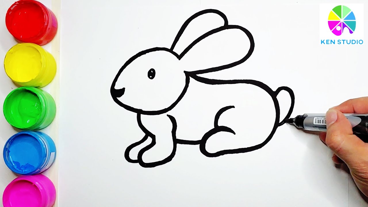 Learn how to draw with the Pink Rabbit! Coloring and painting learn colors for kids & toddlers