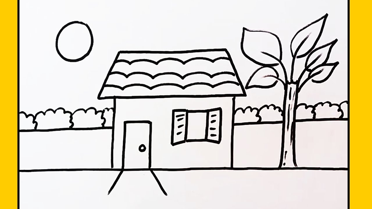 Let’s Learn How To Draw A House For Kids And Beginners | Colouring A House And Nature