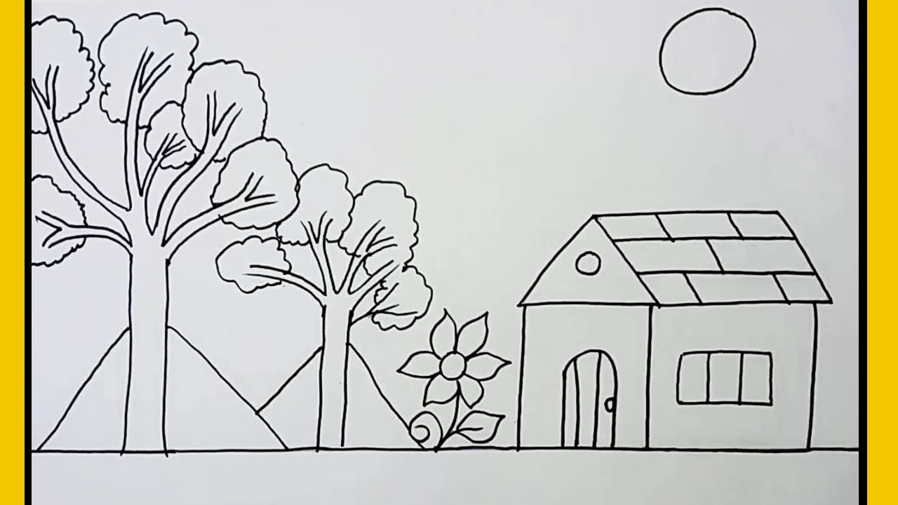 Let’s Learn How to Draw Scenery For Kids Easy | Scenery Drawing And Colouring For Kids