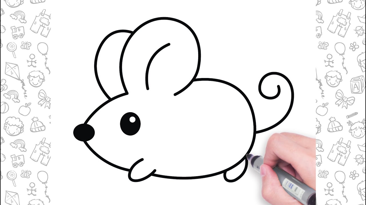 Mouse Drawing Easy Step By Step For Kids | How to Draw A Cute Mouse