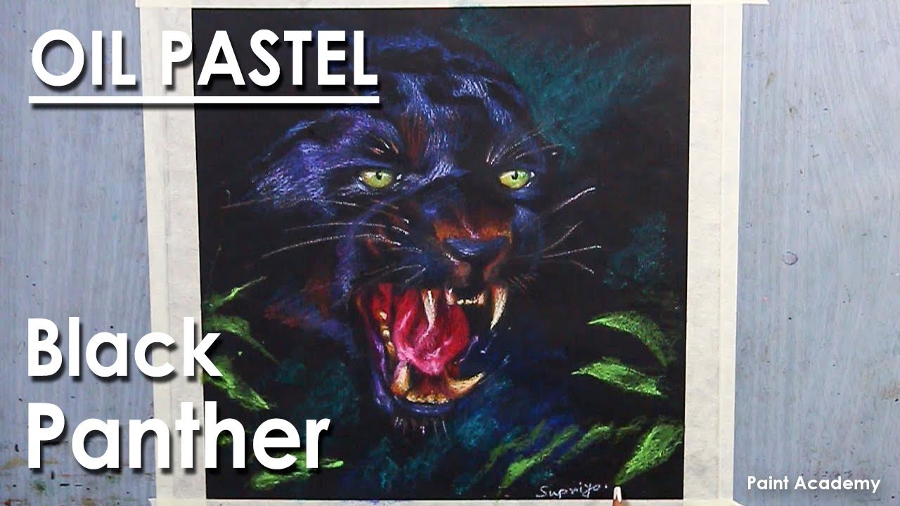 Oil Pastel Drawing : Black Panther