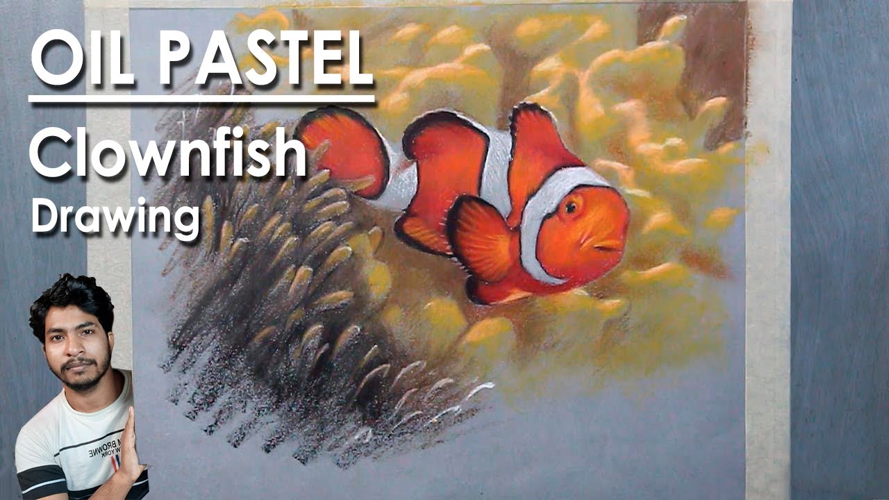 Oil Pastel Fish Drawing step by step | Clownfish Drawing | Artist : Supriyo