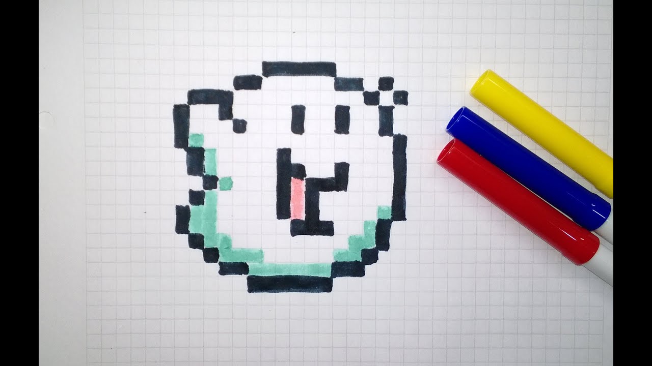 Pixel Art hecho a mano del Fantasmita de Mario Bros