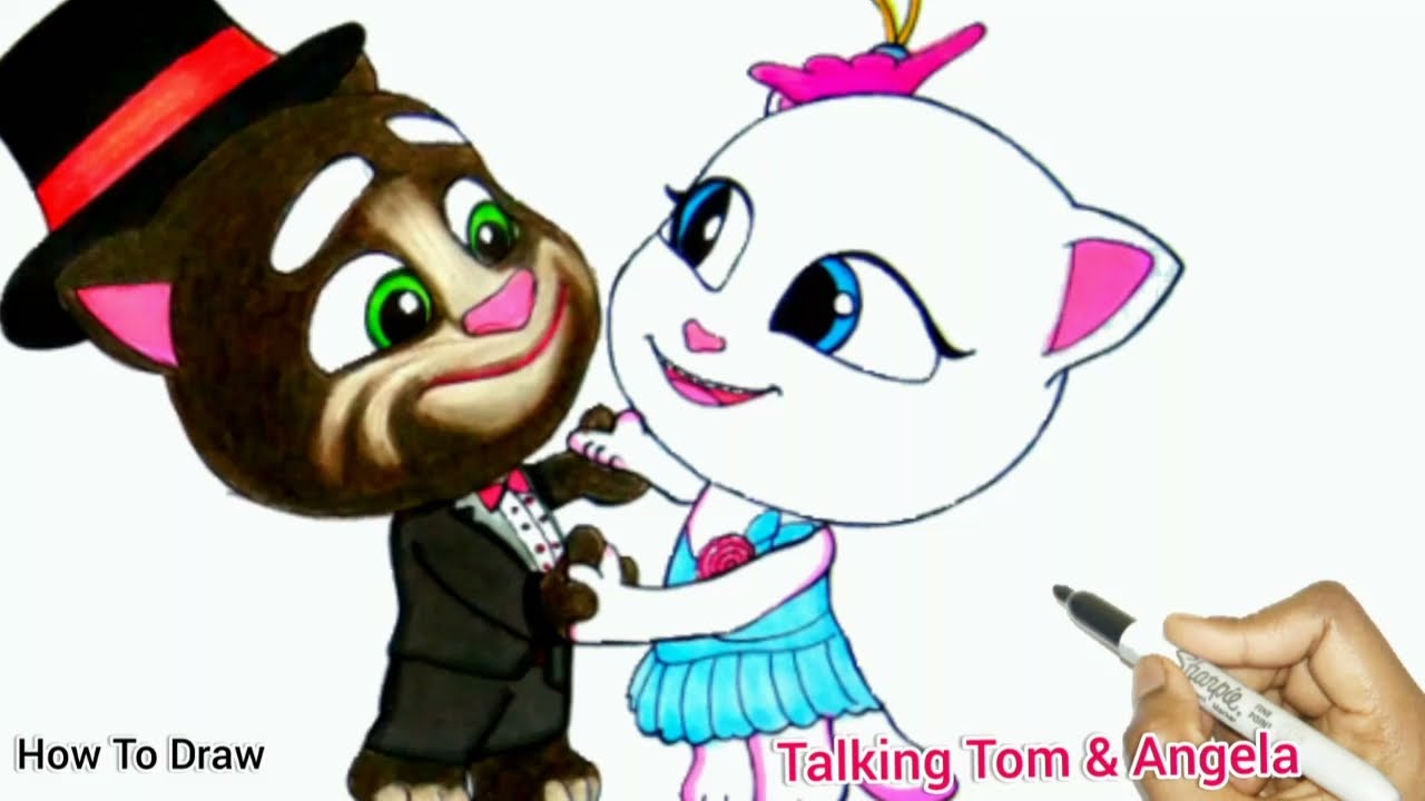 Romantic Night Talking Tom & Angela | Best moments of Talking Tom |How To Draw Talking Tom & Angela