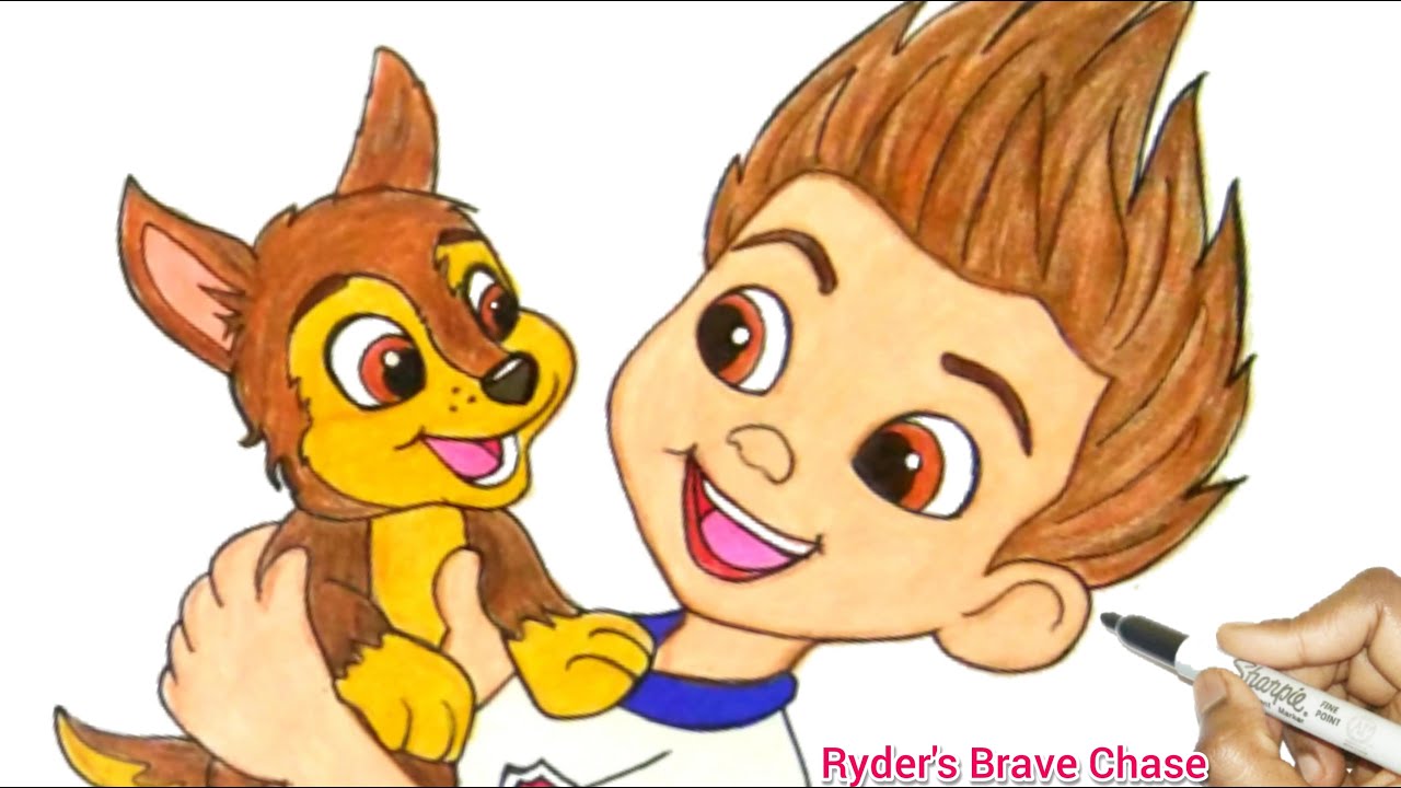 Ryder's Brave Little Pup CHASE - Adventure City Paw Patrol Movie Story | How To Draw Ryder & Chase