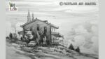 Scenery Drawing with House at Mountain Step by Step | Sketching and Shading