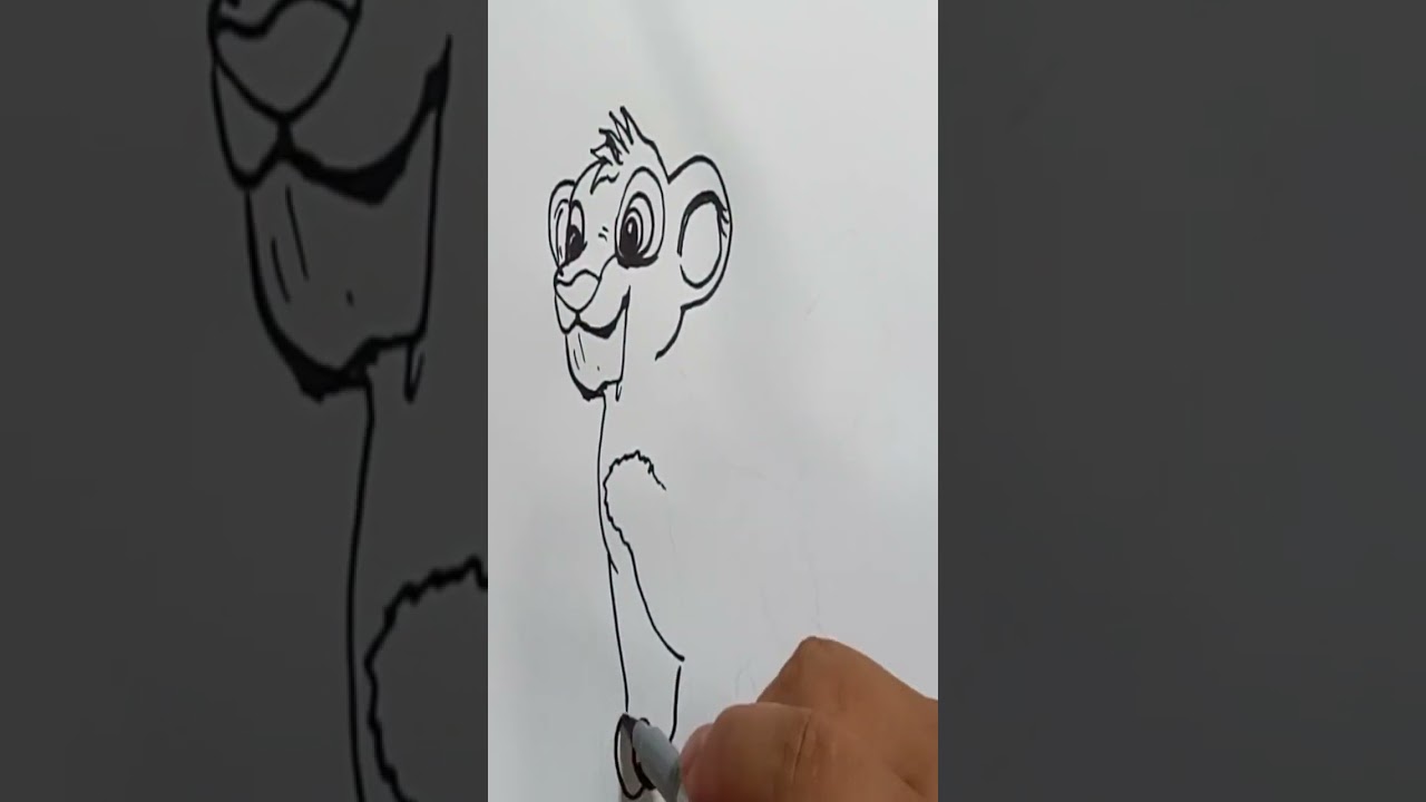 Simba from Lion King Drawing #cartoondrawing #shorts