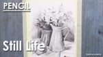 Still Life Drawing in Pencil : A Composition on Flower vase