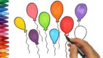 Wie man Ballons zeichnet - Wie zeichnet man bunte Luftballons - Zeichnen und Ausmalen für Kinder