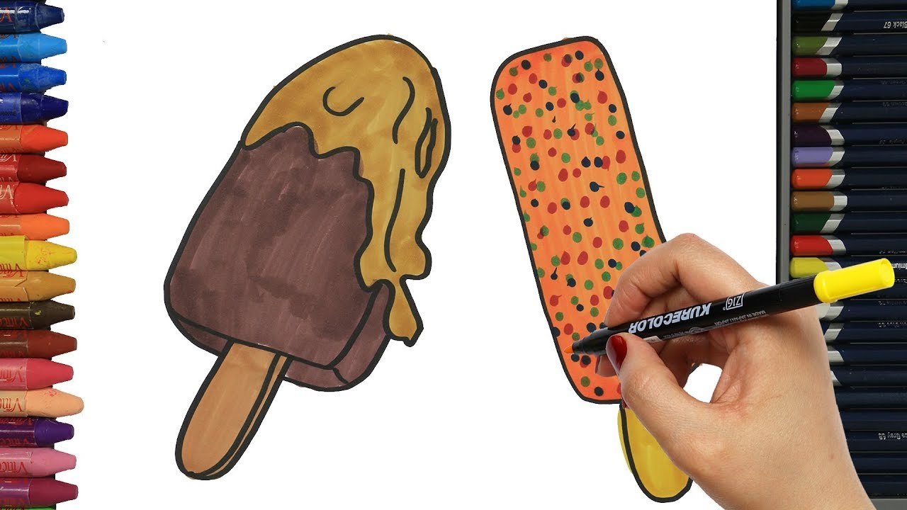 Wie zeichnet man Schokoladeneiscreme | Zeichnen und Ausmalen für Kinder