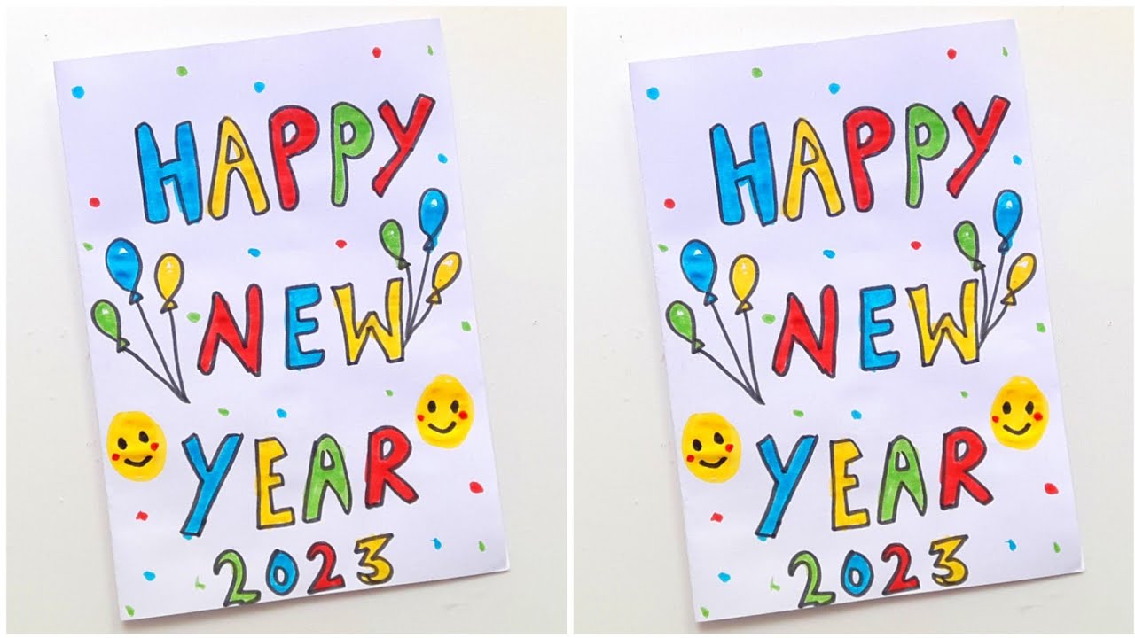 Woww!!! Happy Newyear Card 2023 • White Paper Card For Newyear • Newyear Card Making Idea At Home