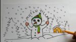 Yeni yıl resmi çizimi / Kış resmi çizimi / kolay kardan adam çizimi